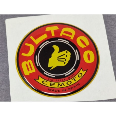 bultaco emblema o marca rigida en relieve  en rojo amarillo y negro
