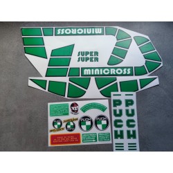 puch minicross super juego de pegatinas verde y negro