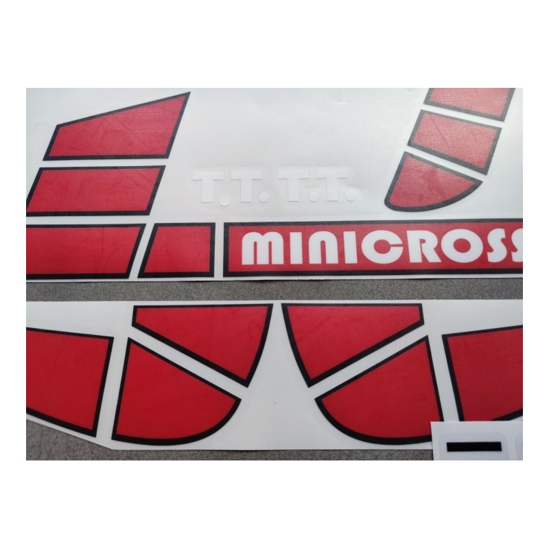 puch minicross juego de pegatinas en rojo y blanco con borde negro