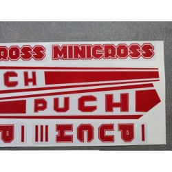 puch minicross 3 juego de adhesivos en rojo y blanco