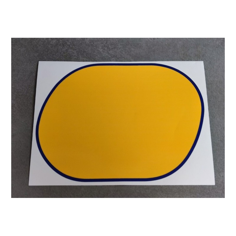 montesa enduro H7 pegatina o adhesivo de la tapa lateral derecha amarillo con borde azul