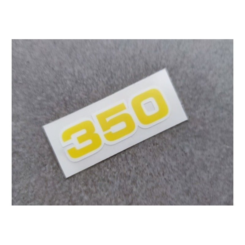 bultaco pegatina "350" en amarillo con borde blanco