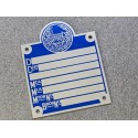 placa identificativa bastidor chapa de industria motos años 40 50 60 70 en azul