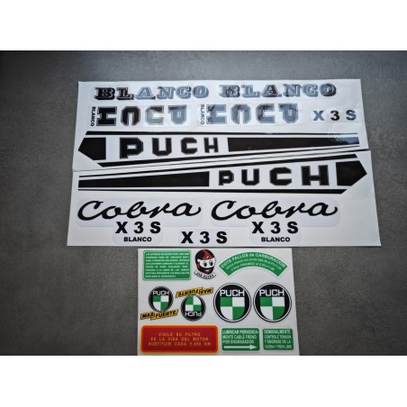 puch cobra X3S blanco juego de pegatinas