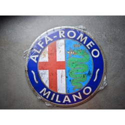 Alfa Romeo chapa decorativa envejecida de 30 cm de diametro