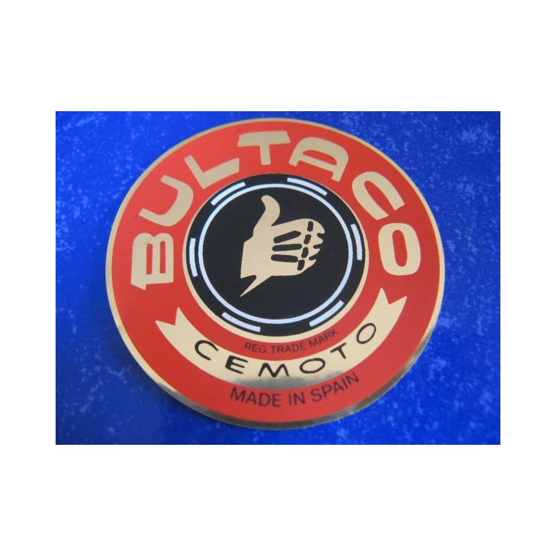 bultaco emblema adhesivo rojo y oro liso