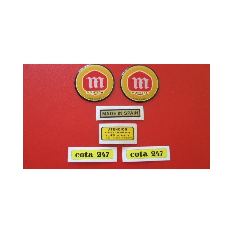 montesa cota 247 juego adhesivos amarillo incluye emblemas relieve