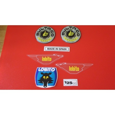 bultaco lobito 125 Mk6, 7 y 8 adhesivos con emblemas relieve