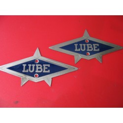 lube emblemas (2) metalicos de rombo azul