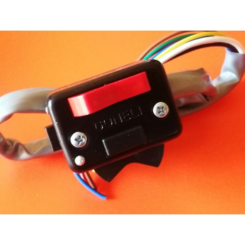 interruptor rectangular negro para fijar en el manillar o atornillar al soporte de maneta Amal CON CABLEADO ELECTRICO