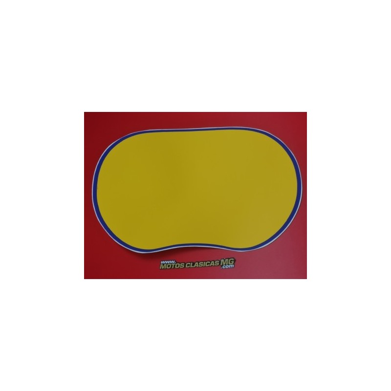 montesa enduro H7 80 125 250 y 360 adhesivo del porta faro amarillo con borde azul
