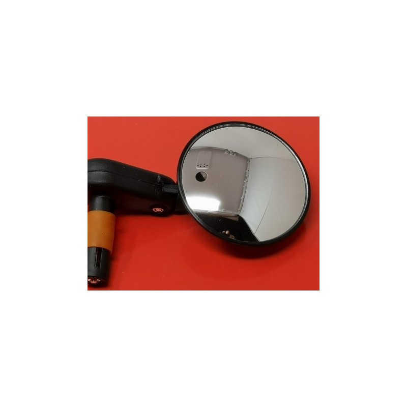 espejo de puño negro de pequeño tamaño ideal moto custom diametro 75 mm