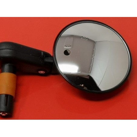 espejo de puño negro de pequeño tamaño ideal moto custom diametro 75 mm