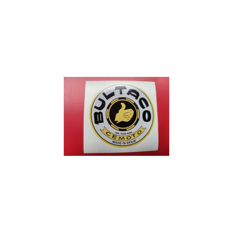 bultaco emblema gris con borde amarillo liso